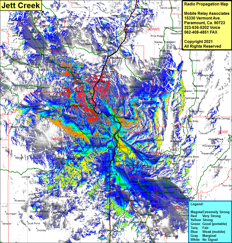 heat map radio coverage Jett Creek